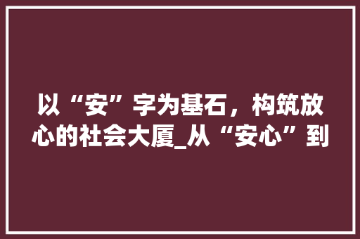 以“安”字为基石，构筑放心的社会大厦_从“安心”到“放心”的探索之旅