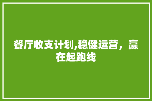 餐厅收支计划,稳健运营，赢在起跑线