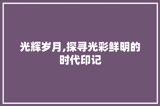 光辉岁月,探寻光彩鲜明的时代印记