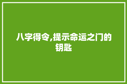 八字得令,提示命运之门的钥匙