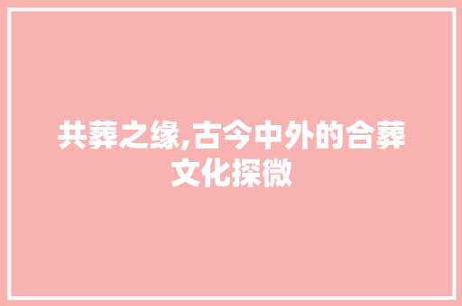 共葬之缘,古今中外的合葬文化探微