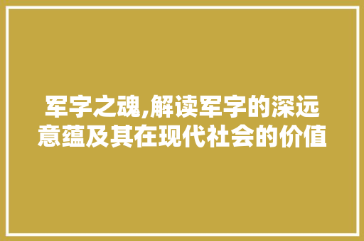 军字之魂,解读军字的深远意蕴及其在现代社会的价值