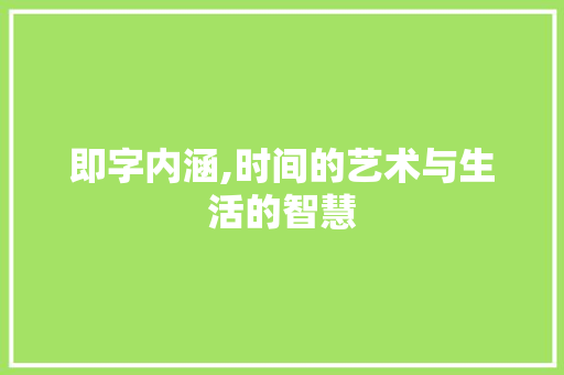 即字内涵,时间的艺术与生活的智慧