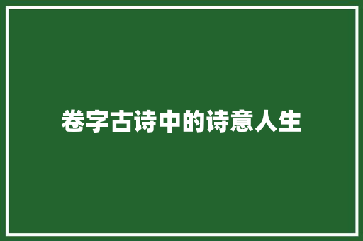 卷字古诗中的诗意人生