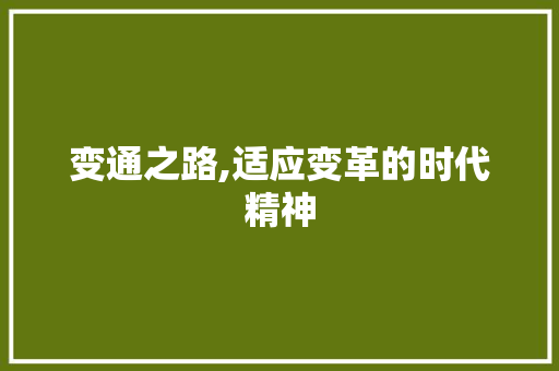 变通之路,适应变革的时代精神