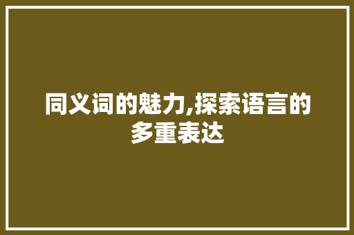 同义词的魅力,探索语言的多重表达