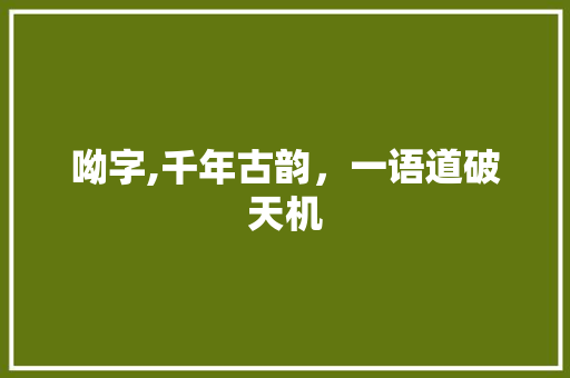 呦字,千年古韵，一语道破天机