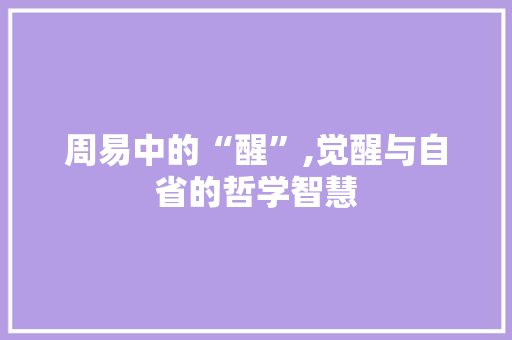 周易中的“醒”,觉醒与自省的哲学智慧