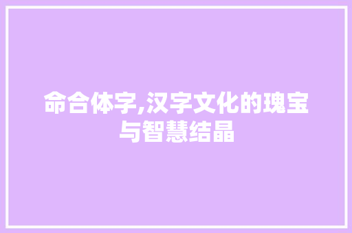 命合体字,汉字文化的瑰宝与智慧结晶
