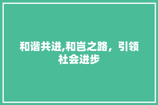 和谐共进,和岂之路，引领社会进步