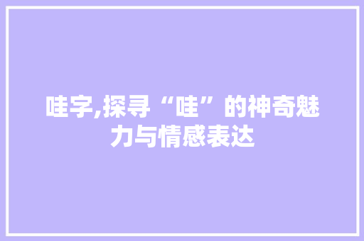 哇字,探寻“哇”的神奇魅力与情感表达