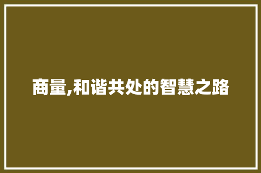 商量,和谐共处的智慧之路