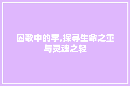 囚歌中的字,探寻生命之重与灵魂之轻