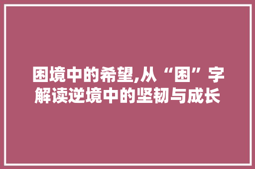 困境中的希望,从“困”字解读逆境中的坚韧与成长