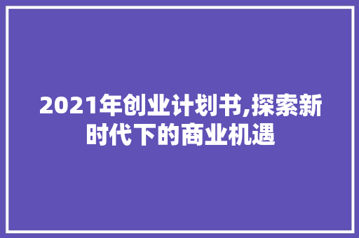 2021年创业计划书,探索新时代下的商业机遇