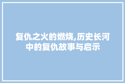 复仇之火的燃烧,历史长河中的复仇故事与启示