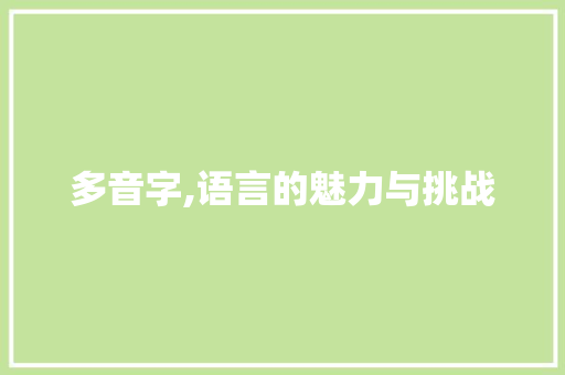 多音字,语言的魅力与挑战