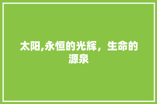 太阳,永恒的光辉，生命的源泉