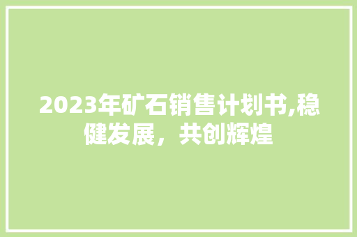 2023年矿石销售计划书,稳健发展，共创辉煌