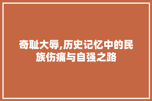 奇耻大辱,历史记忆中的民族伤痛与自强之路