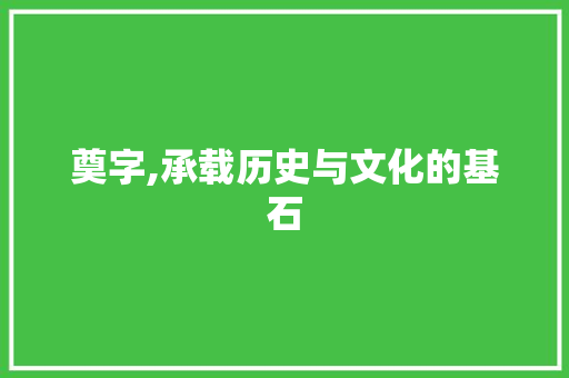 奠字,承载历史与文化的基石