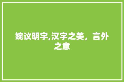 婉议明字,汉字之美，言外之意