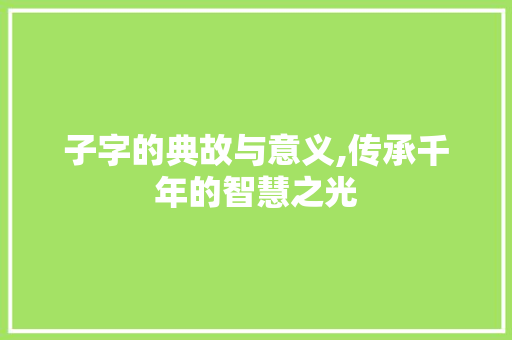 子字的典故与意义,传承千年的智慧之光