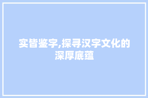 实皆鉴字,探寻汉字文化的深厚底蕴 工作类