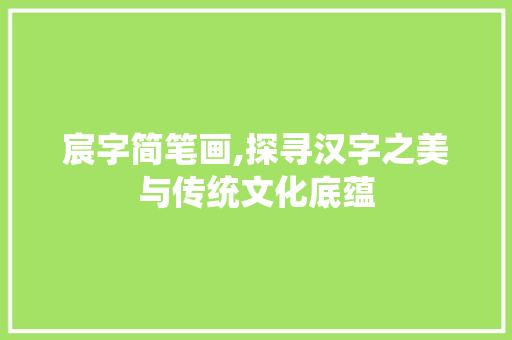 宸字简笔画,探寻汉字之美与传统文化底蕴