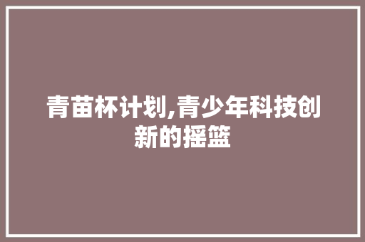 青苗杯计划,青少年科技创新的摇篮