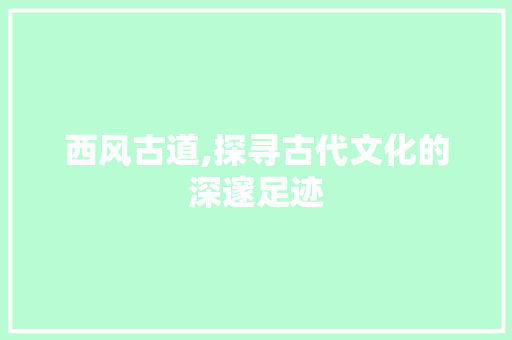 西风古道,探寻古代文化的深邃足迹