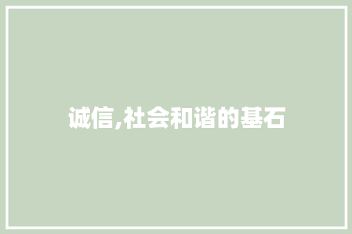 诚信,社会和谐的基石