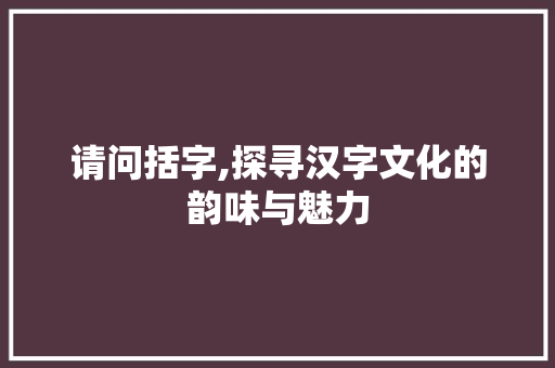 请问括字,探寻汉字文化的韵味与魅力