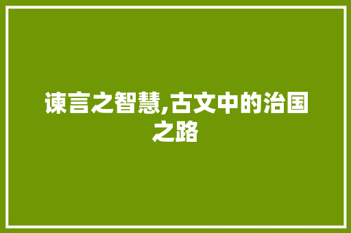 谏言之智慧,古文中的治国之路