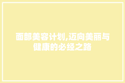 面部美容计划,迈向美丽与健康的必经之路