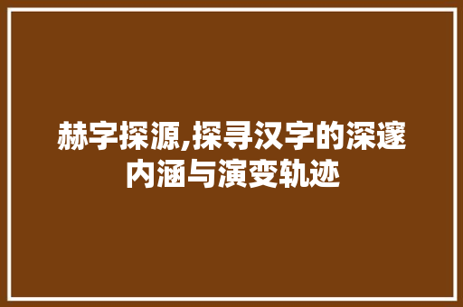 赫字探源,探寻汉字的深邃内涵与演变轨迹