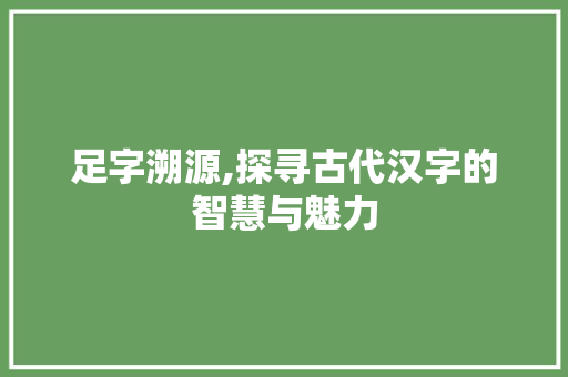 足字溯源,探寻古代汉字的智慧与魅力