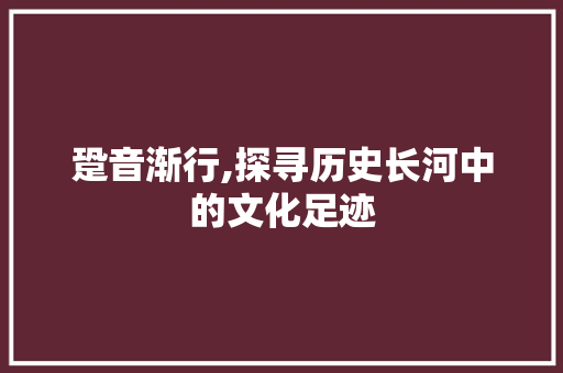 跫音渐行,探寻历史长河中的文化足迹