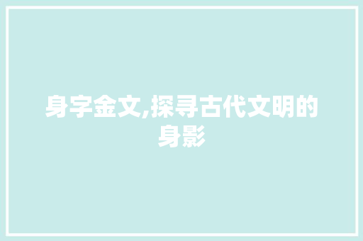 身字金文,探寻古代文明的身影