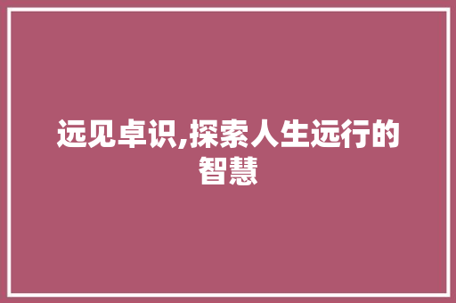 远见卓识,探索人生远行的智慧
