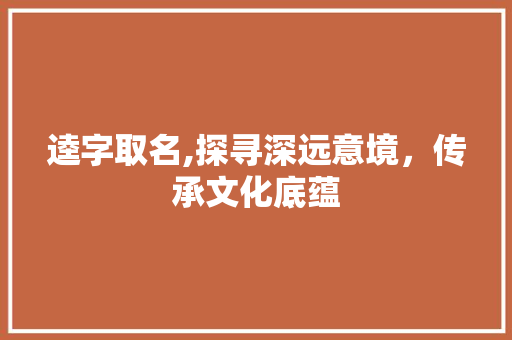 逵字取名,探寻深远意境，传承文化底蕴