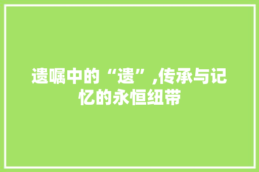 遗嘱中的“遗”,传承与记忆的永恒纽带