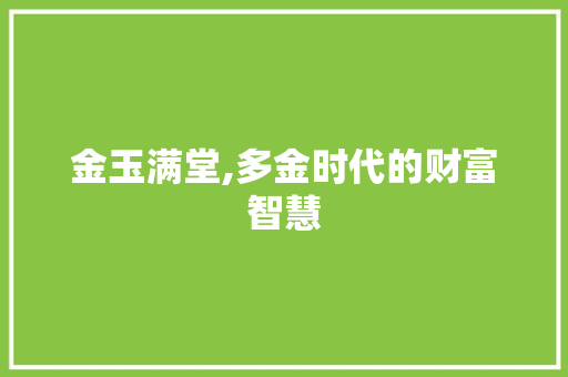 金玉满堂,多金时代的财富智慧