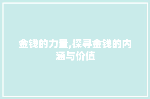 金钱的力量,探寻金钱的内涵与价值
