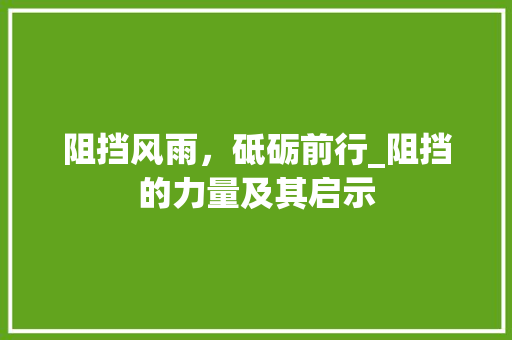 阻挡风雨，砥砺前行_阻挡的力量及其启示
