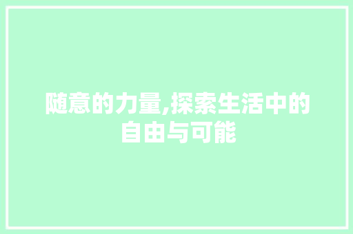 随意的力量,探索生活中的自由与可能