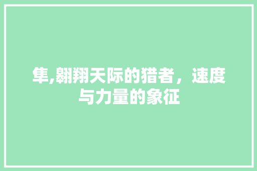 隼,翱翔天际的猎者，速度与力量的象征