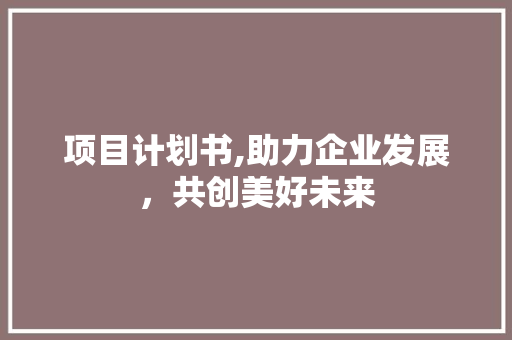 项目计划书,助力企业发展，共创美好未来