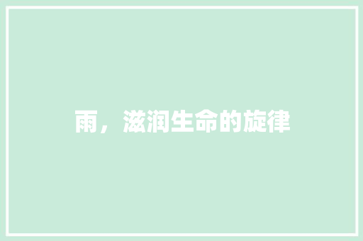 雨，滋润生命的旋律