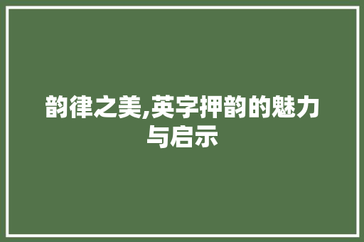 韵律之美,英字押韵的魅力与启示